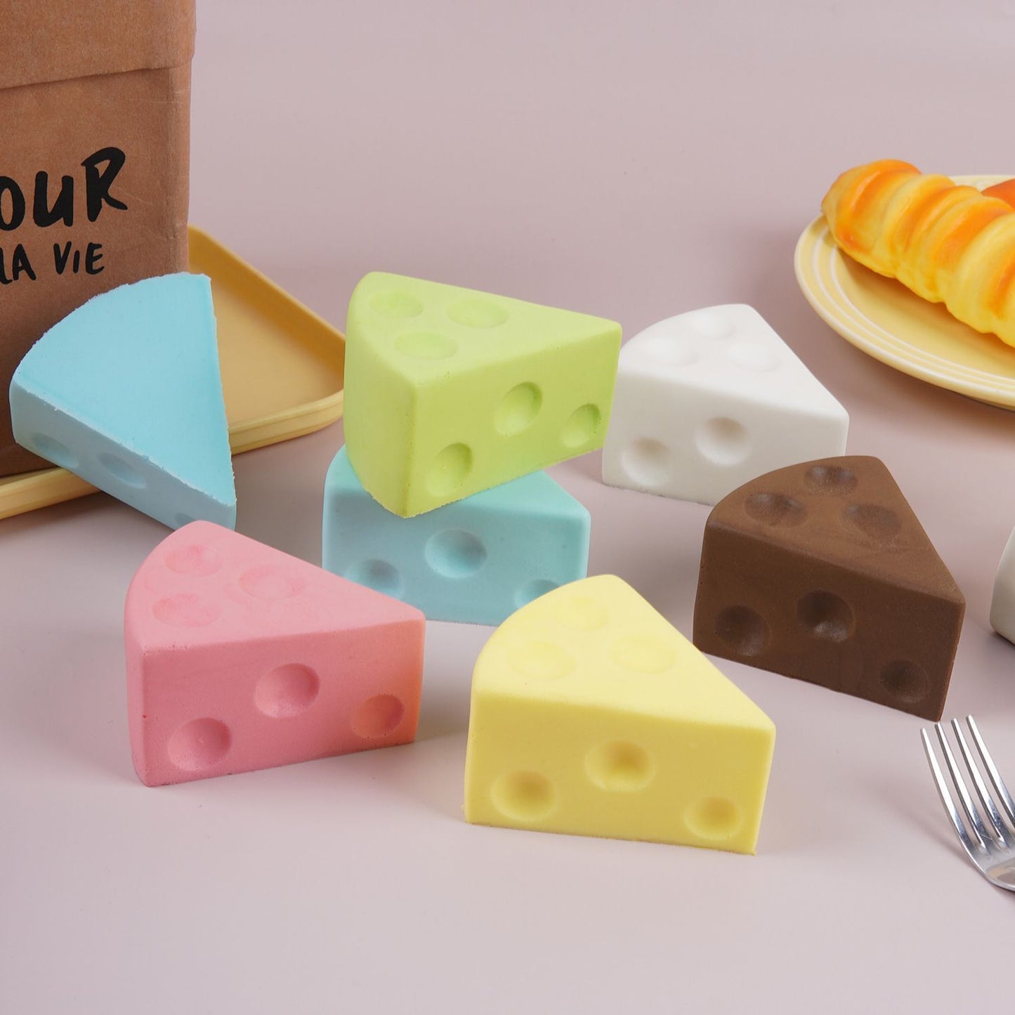 7.5cm Coffee Triangle Cheese Squishy Toy