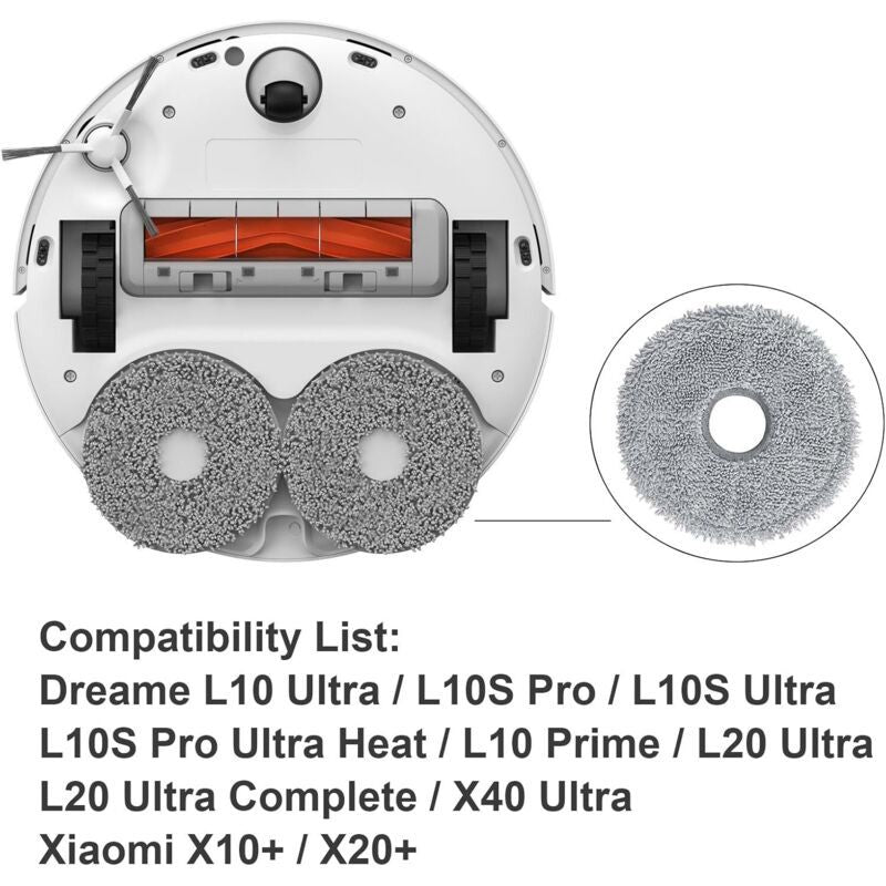 4 Pcs Replacement Mop Pads Me and L20 Ultra and X40 Ultra and Xiaomi X10 and and X20 and Robot Vacuum Cleaners