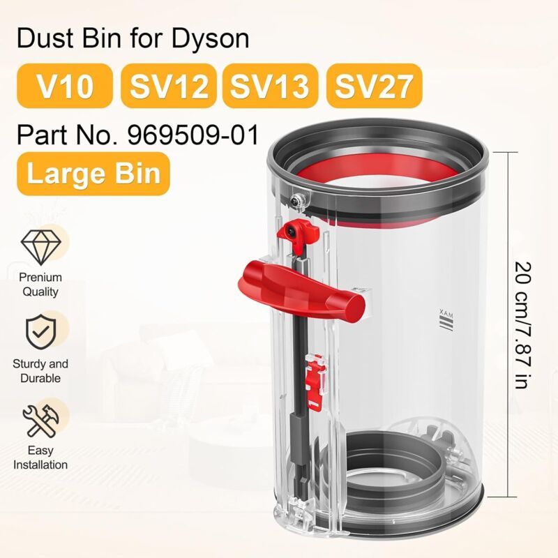 Dustbin and Collector Tank Vacuum Cleaner Accessories Compatible with Dyson V10 SV12 Dustbin Spare Parts Accessory SV13 SV27 Container Tank Spare for