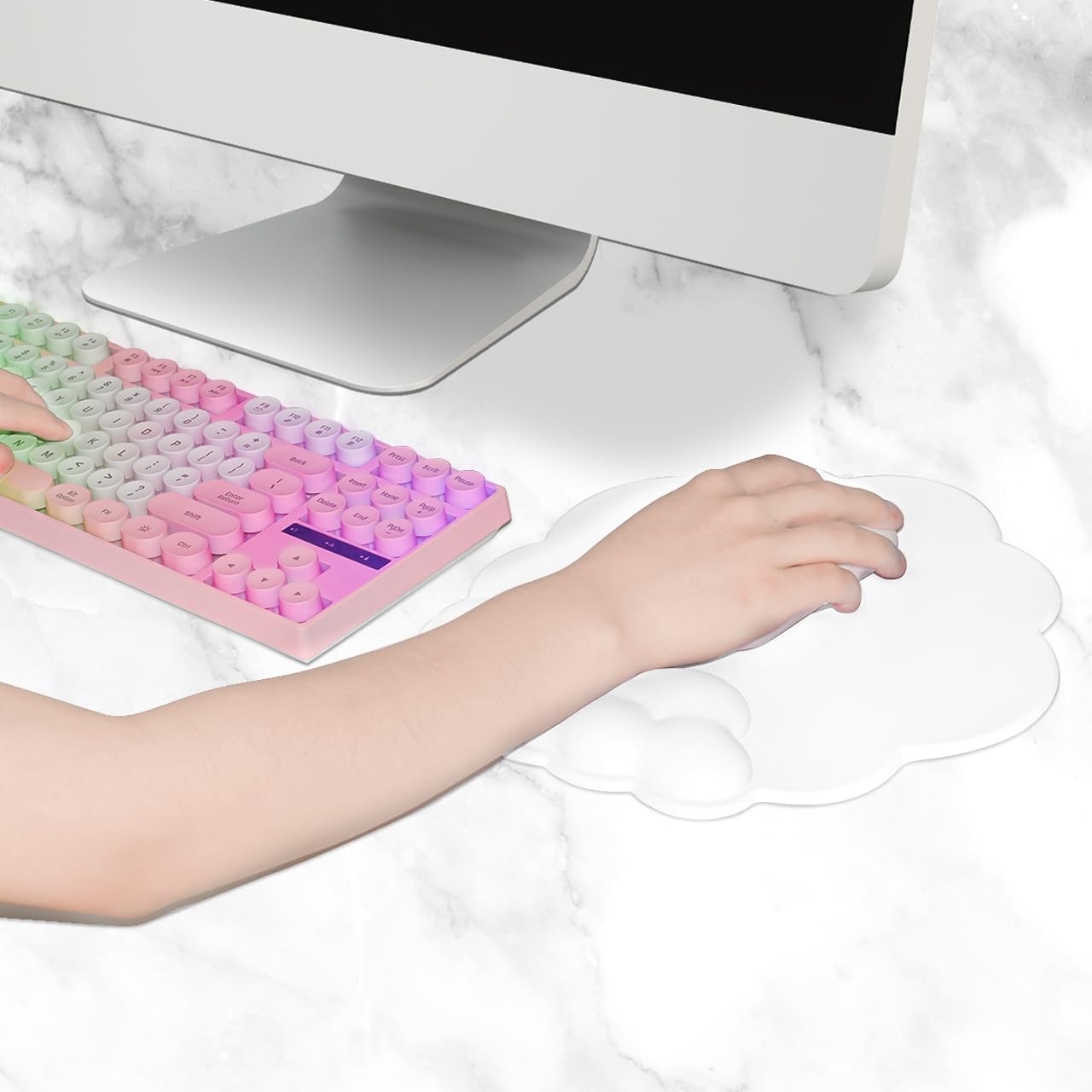 Mouse pad - Mouse pad with wrist rest - Ergonomic mouse pad - Mouse pad with leather surface, suitable for computers, laptops, office, home and travel, with non-slip bottom