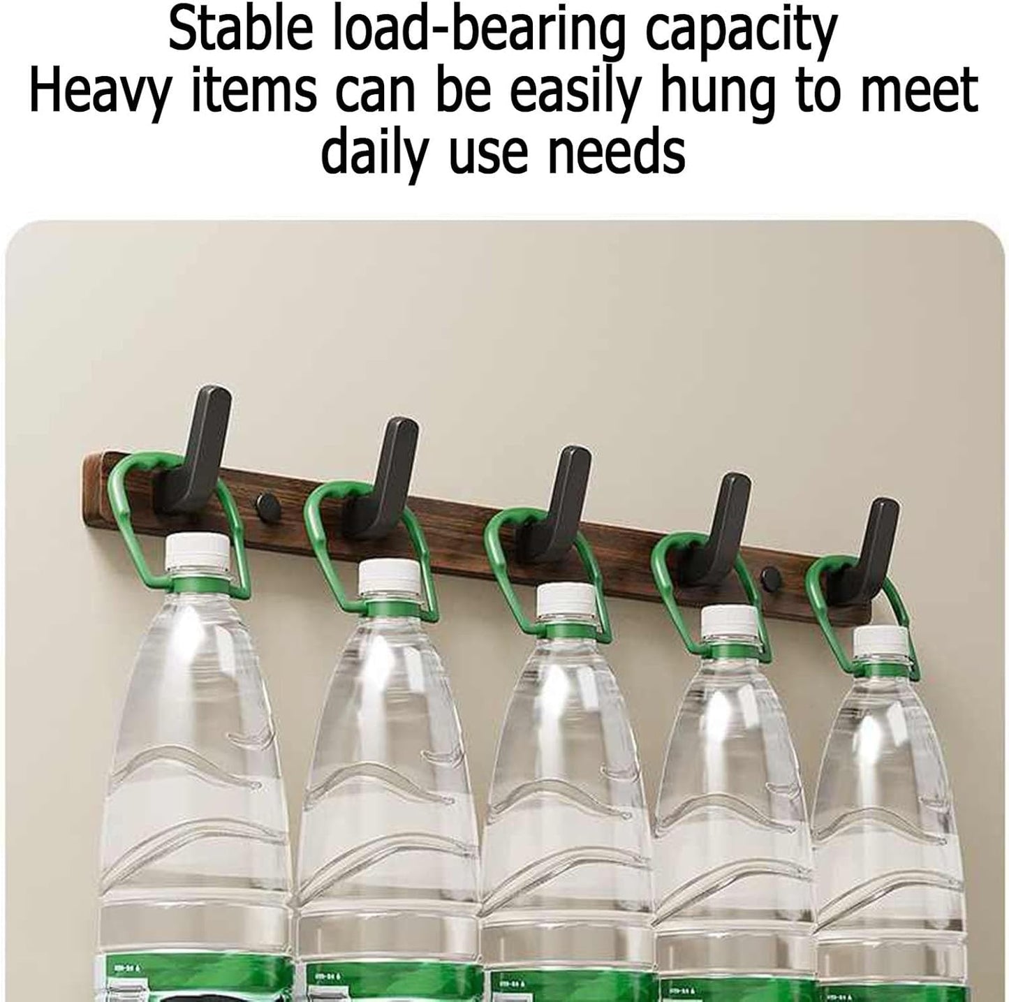 Coat rack - Wall coat rack - Coat rack with hooks - Storage rack - 25 × 3 cm - Wooden coat rack - Walnut - 5 hooks - Black