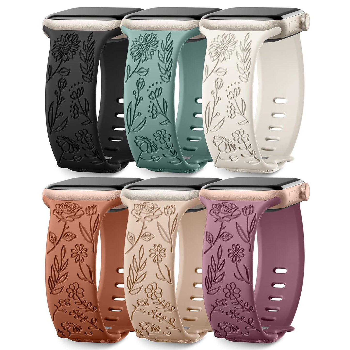 Watch strap compatible with iwatchS9 876SE Apple Watch, embossed small rose silicone, rose color - blue-grey Rose - blue-grey 38/40/41mm