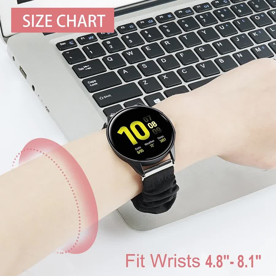 Compatible with Samsung Galaxy Watch 4 40mm 44mm Bracelet Scrunchies Bracelet for Samsung Galaxy Watch4 Classic 42mm Black galaxy watch6
