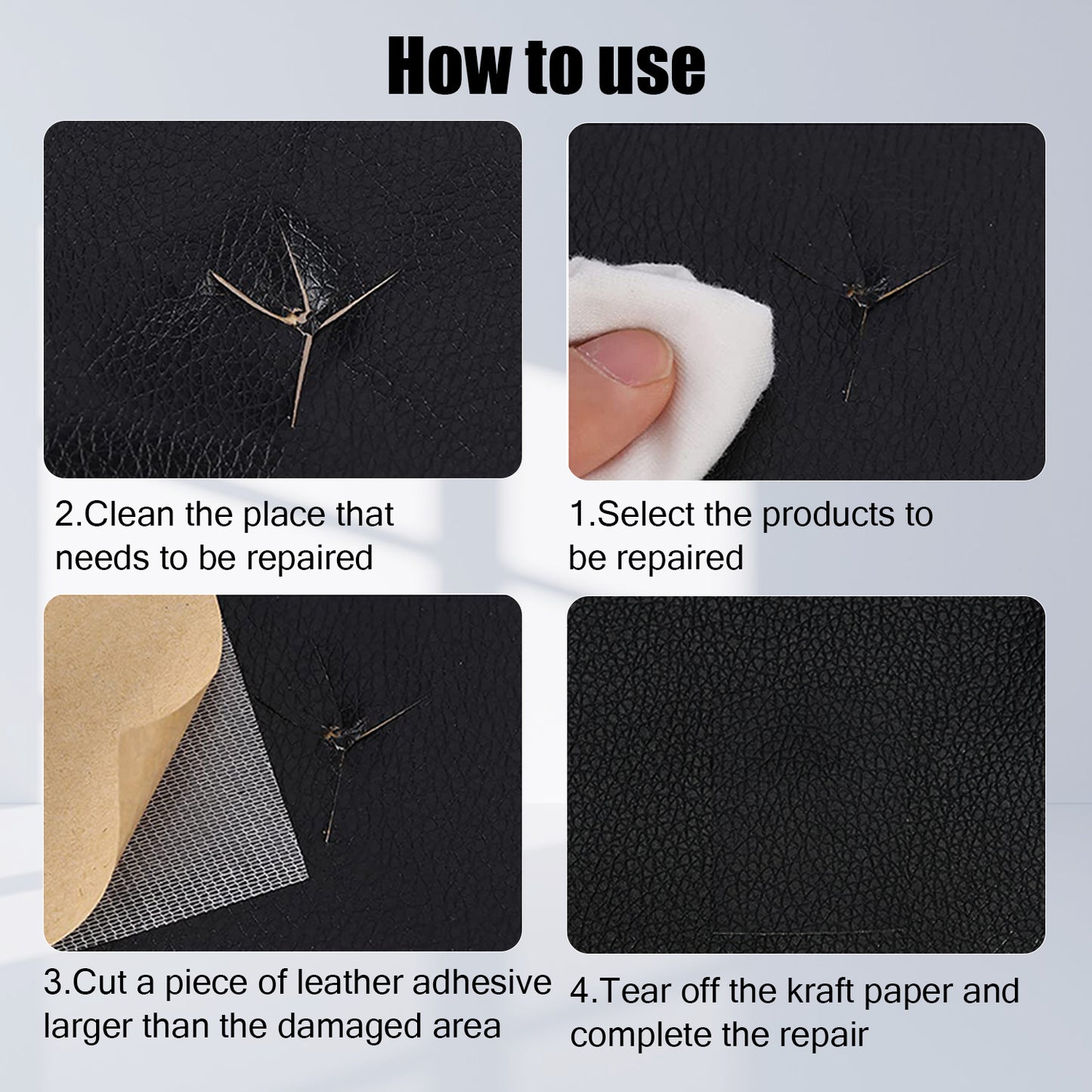 INF Self-Adhesive Repair Patch Faux Leather 50x138 cm Black