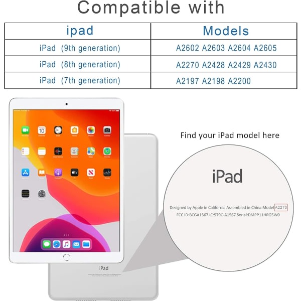 iPad 10.2 Case (9th Gen 2021) & (8th Gen 2020) & (7th 2019) Auto Wake/Sleep Cover
