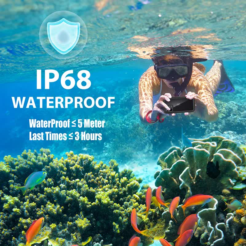 IP68 Waterproof Case for iPhone 15 14 13 12 11 Pro Max XS Max XR 7 8 RedPepper Transparent Protection Diving Underwater Swimming Outdoor Sports Black Black i-Phone 15 Pro