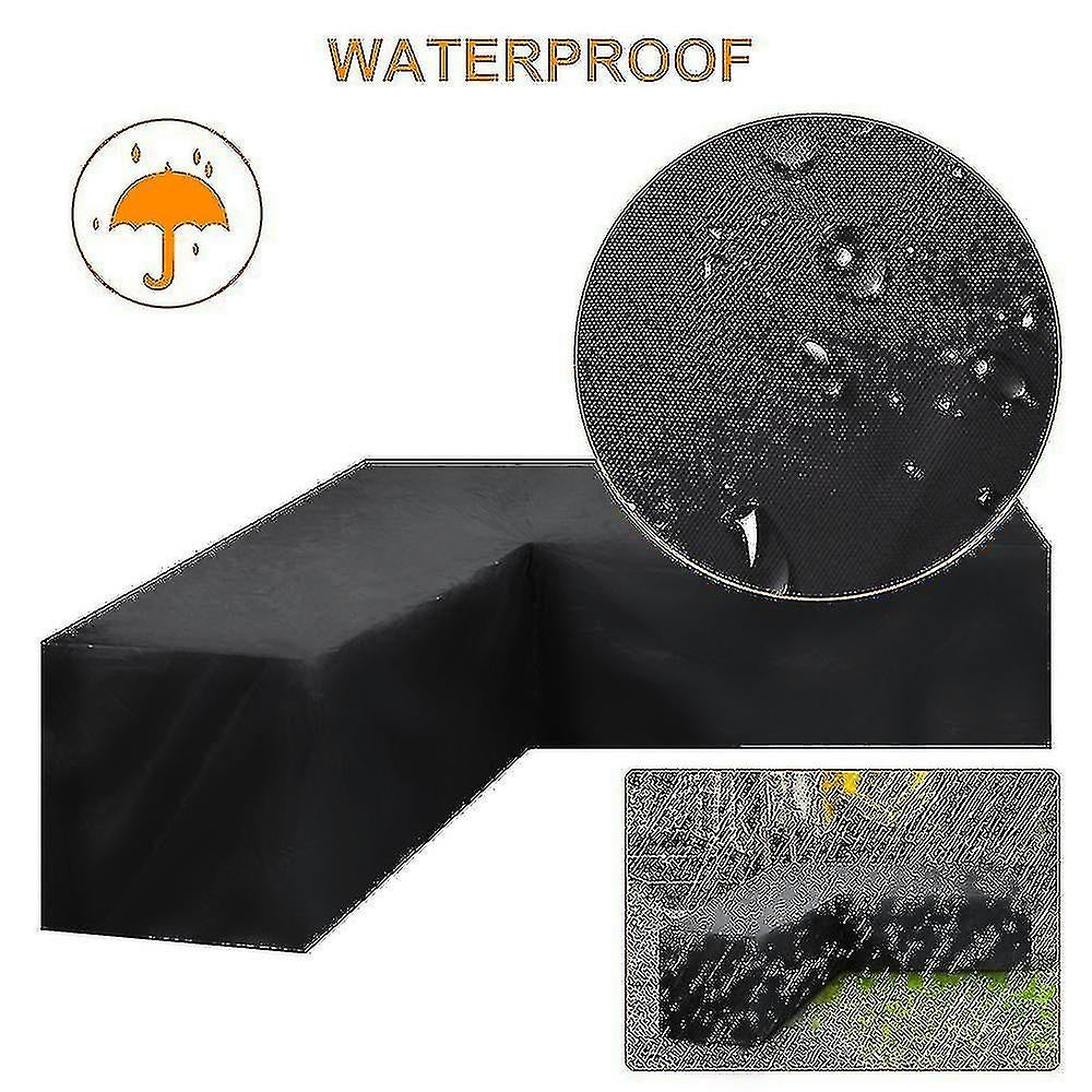 12 Sizes L-Shape All-Weather Cover Waterproof Rattan Corner Furniture Protector Garden Patio Outdoor Sofa Cover Dust Cover300*300*98cm