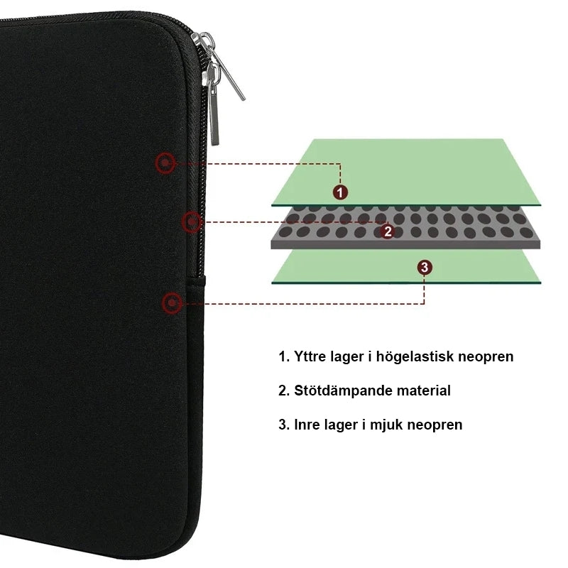 Computer Case / Laptop Case - Select Size Black Black 15 inch - Black