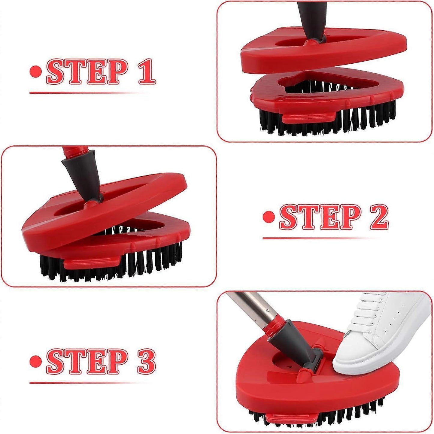 Mop Heads Replacement Scrubbing Brush Mop Head for Vileda Turbo Spin Mop, Hard Bristle Carpet Brush Cleaning Brush for Bathroom Garage Kitchen1x Brush 1x Brush Red