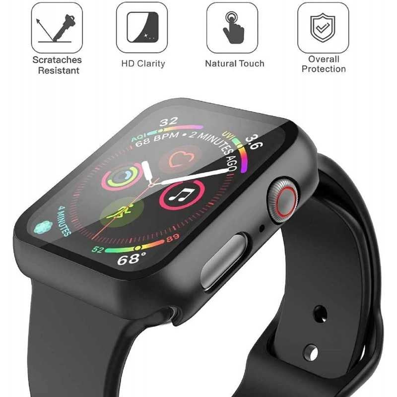 2-PACK Compatible with Apple Watch 40mm Shockproof Case 9H Tempered Glass 2in1 Rose Gold
