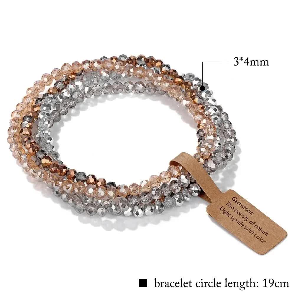 Pieces Set Faceted Glass Beads Stretch Bracelet Impacted Glass Beads Multicolor Elastic Beads Handmade E Bracelet Jewelry ASL70055A