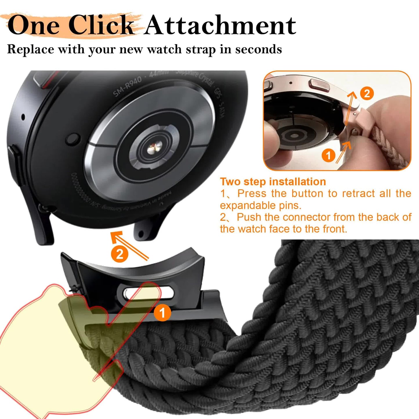 Braided Bracelet for Samsung Galaxy Watch 6 4 classic/5 Pro 45mm 47mm 43mm 44mm 40mm Magnetic Bracelet Without Gap Galaxy watch 6 band milk tea milk tea watch 5 40mm 44mm