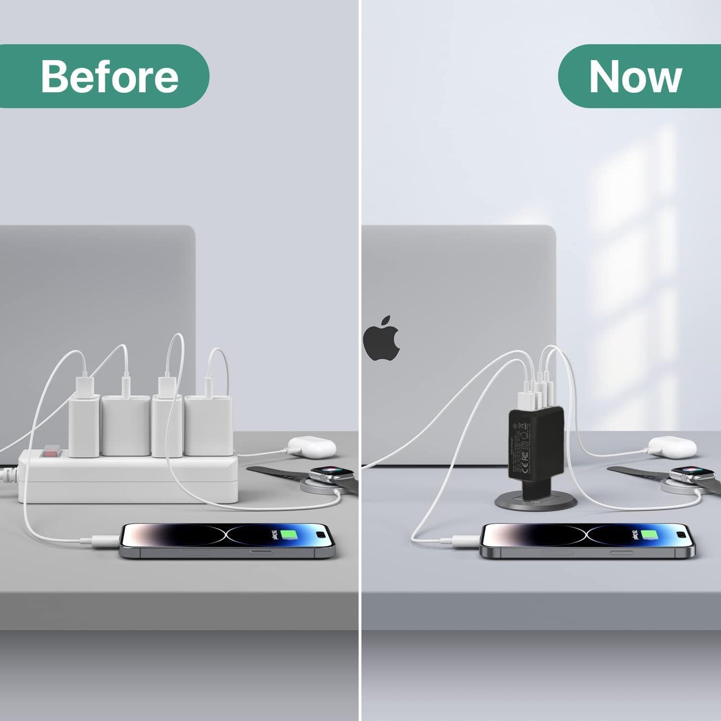Compatible USB C Charger, 40W USB Multi Fast Charger, Multiple USB Outlets USB Charging Plug Adapter, USB Charger{EE}