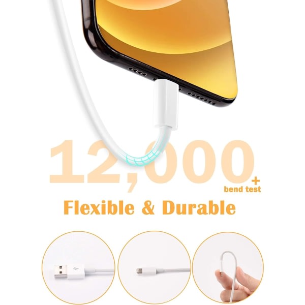 4-Pack Apple MFi Certified Lightning Charging Cable 1.8m – Compatible with iPhone 12/11/X/XR/XS/8/7