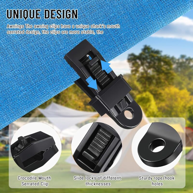 Heavy Duty Tarpaulin Clamps Black 15 Pieces for Tents Camping Boat Covers