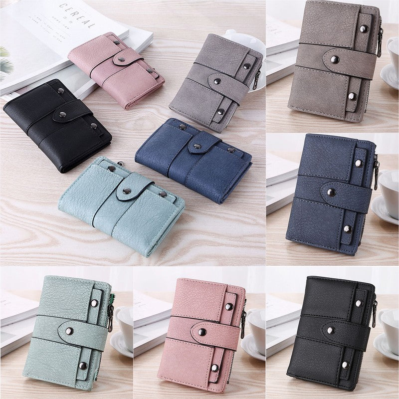 The New Fashion Foldable Small Wallet Women Leather Card Holder Wallet Light Green
