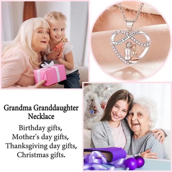 Grandma Grandchild Necklace with Card \"I Love You Forever\"