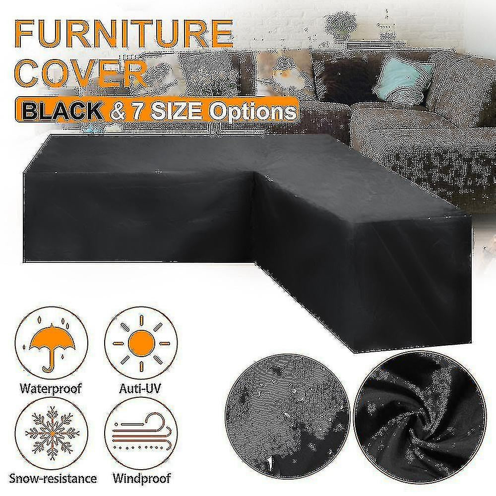 12 Sizes L-Shape All-Weather Cover Waterproof Rattan Corner Furniture Protector Garden Patio Outdoor Sofa Cover Dust Cover270*200*82cm