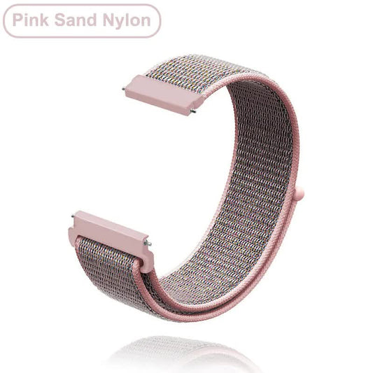 New 18mm 20mm 22mm Watchband for Garmin Venu 2S Wrist Strap Vivoactive 3 4S 4 Forerunner 245 645 Galaxy Watch 4 Classic 42 46mm PinkSand Nylon 20mm