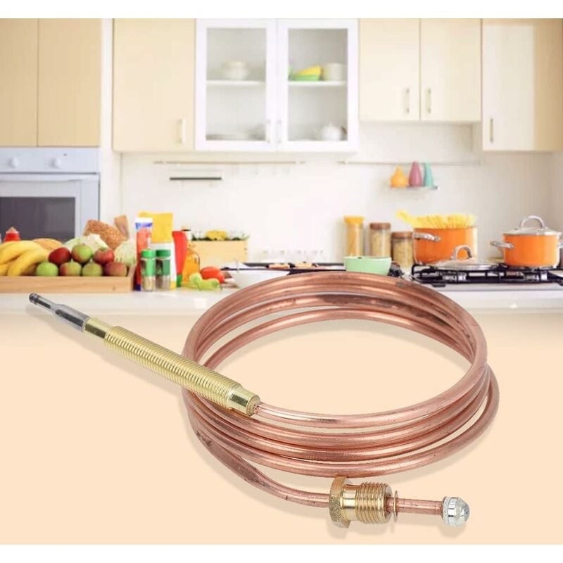 Universal Thermocouple, Temperature Sensor with Nuts, Replacement Thermocouple Kit Adapters for Gas Ovens, Induction Cooktops, Gas Stoves, Heaters