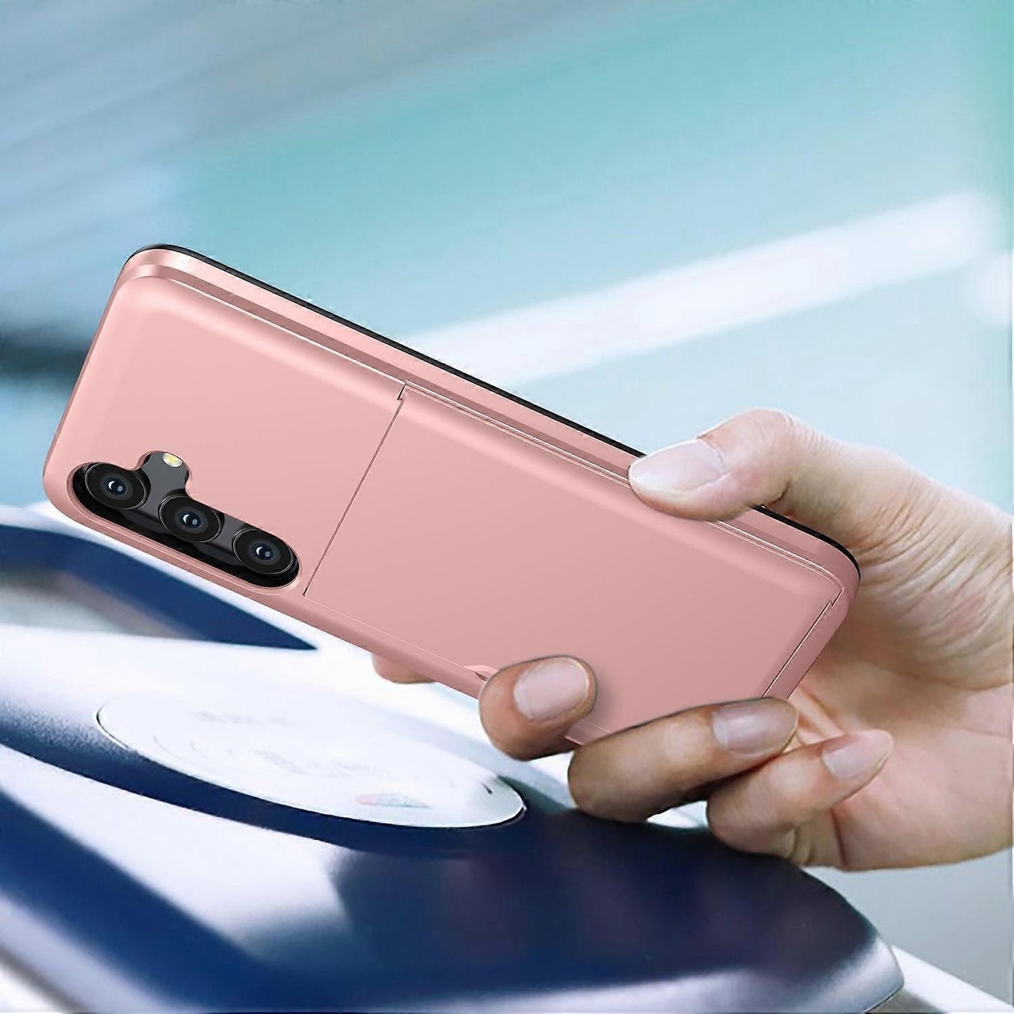 Hot Compatible with Samsung Galaxy A16 5G/4G Case with Card Holder TPU+PC Back Rose Gold