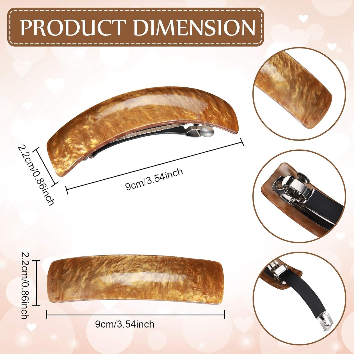 pcs Hair Clips for Women Hair Clips Hair Accessories Large French Hairpins Retro Hair Clip, 6 Colors (Classic Pattern)