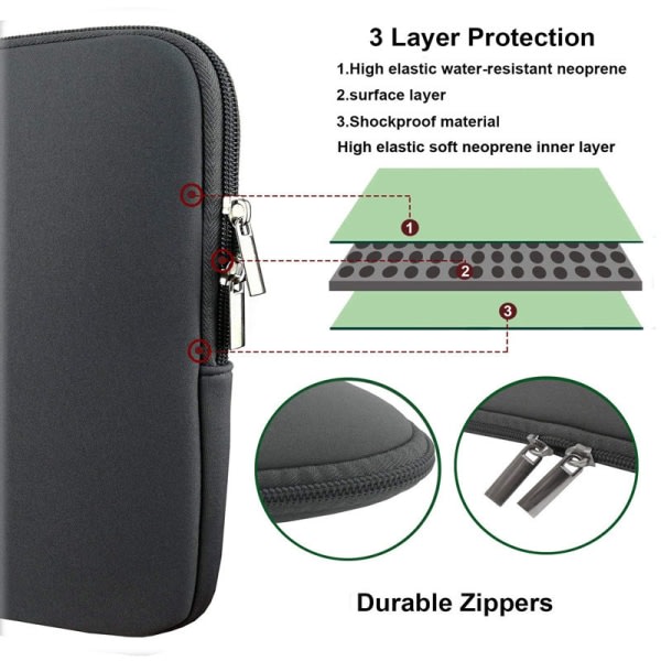Computer case for 13 & 15 inches, fits MacBook Pro and Air. Black - 15.6 inches