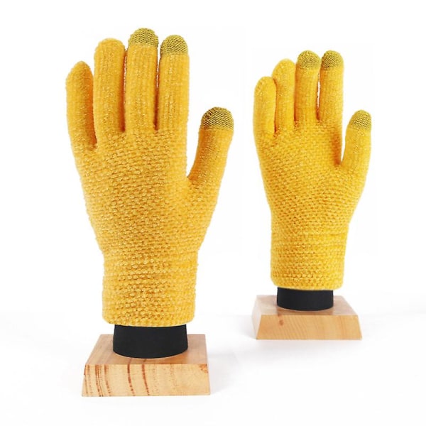 Knitted gloves \"touchscreen gloves women, warm knitted gloves\" (2 pairs)(bright yellow) bright yellow