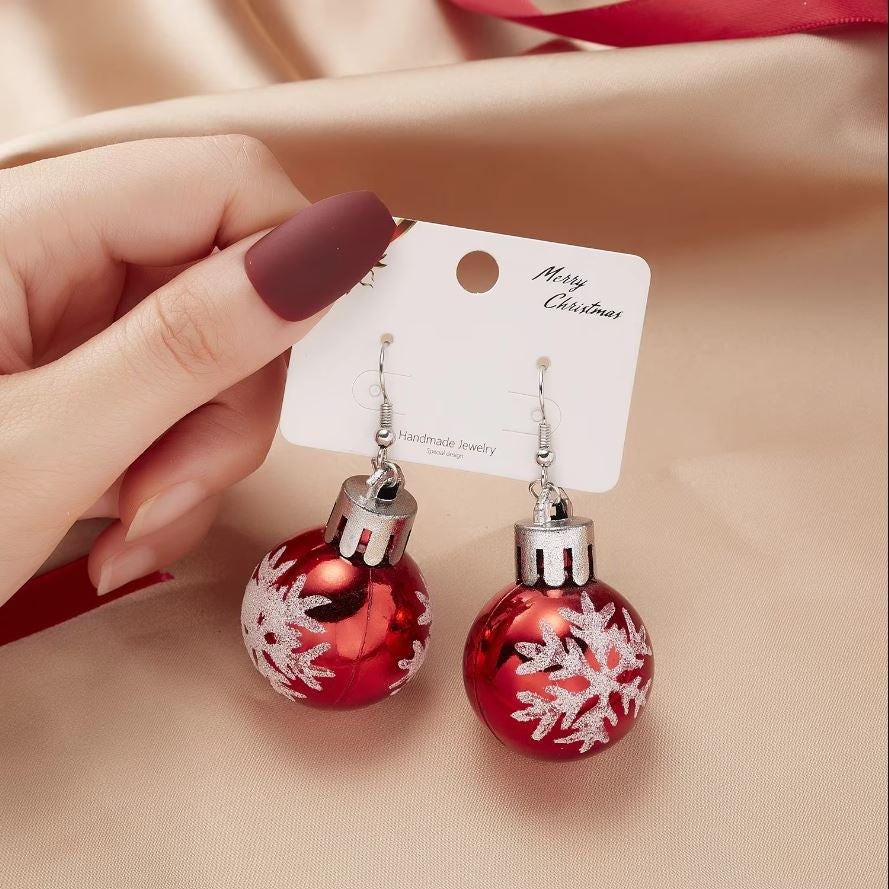 Earrings Christmas Balls Red - Christmas Red Red Red