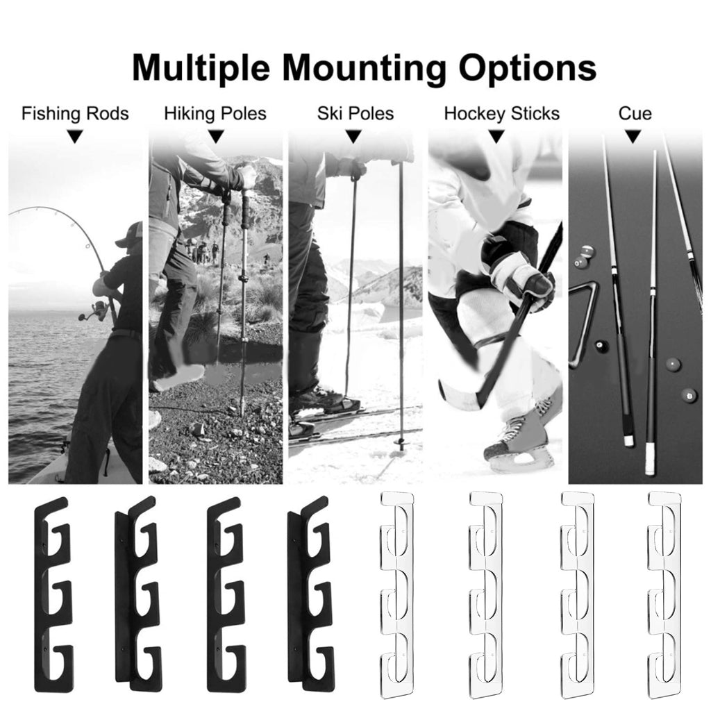 Set of fishing rod holders for garage, 6 rods - Fishing rod holders for wall and ceiling, fishing rod storage 0.46 Black