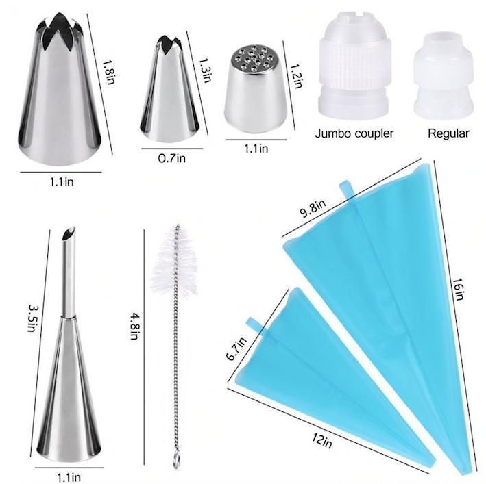 27pcs Liquor Tips, Bag & Connector Cake Decorating Tool Set, Turquoise