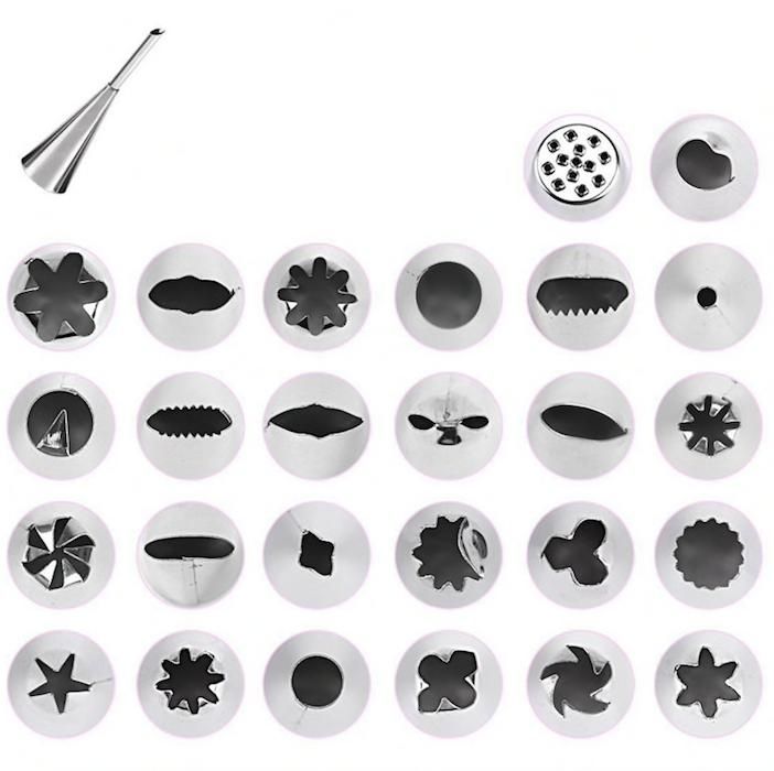 27pcs Liquor Tips, Bag & Connector Cake Decorating Tool Set, Turquoise