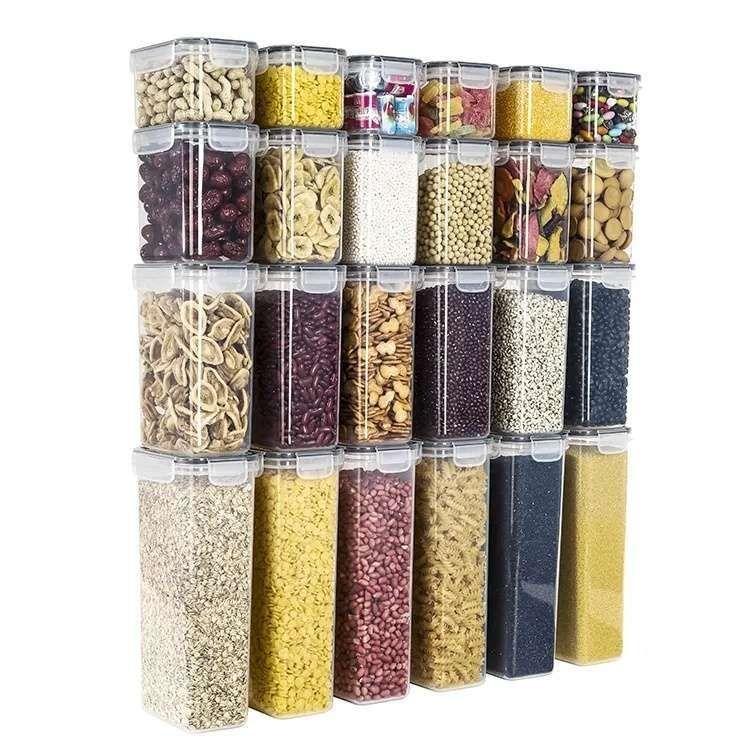 24-Pack Airtight Storage Containers for Organized Pantry, Transparent with Labels