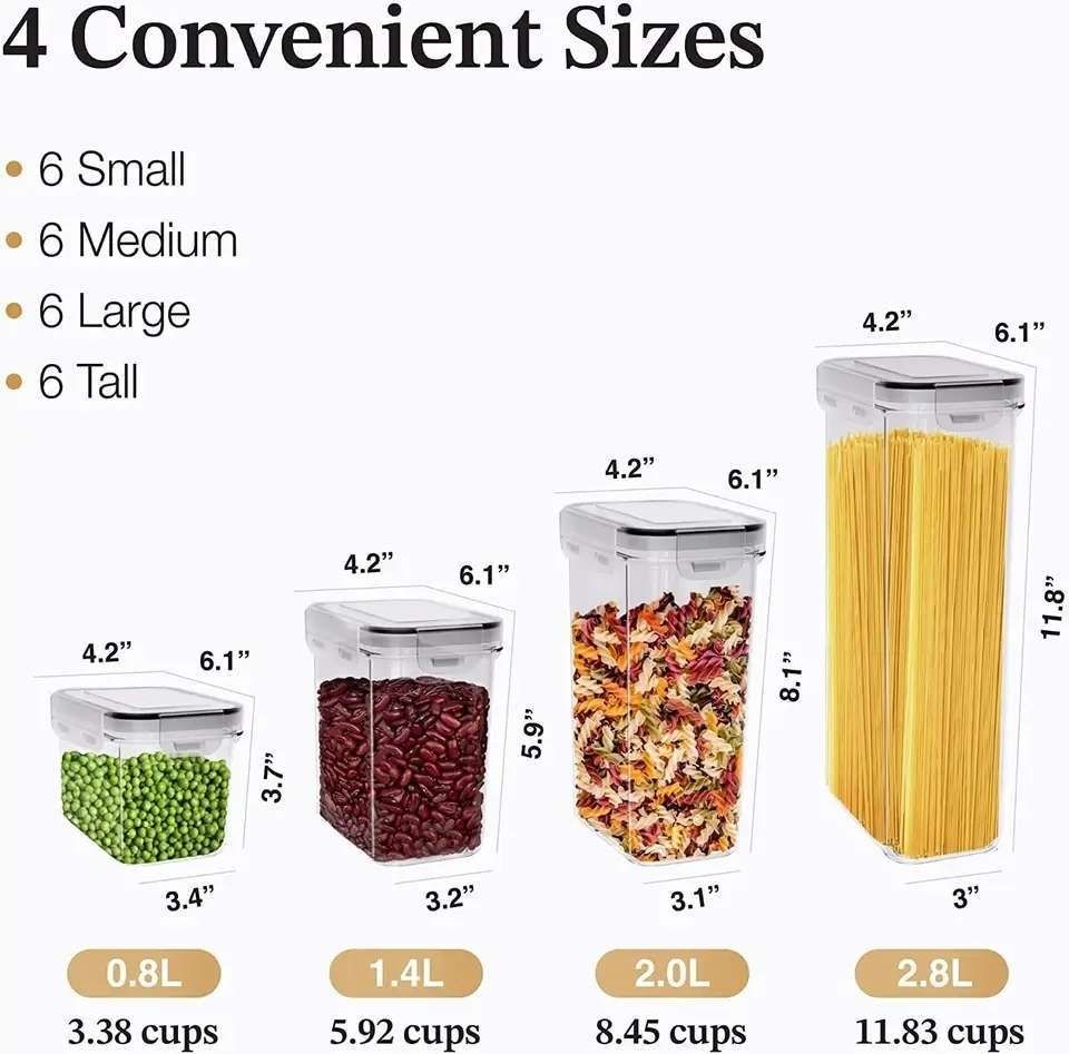 24-Pack Airtight Storage Containers for Organized Pantry, Transparent with Labels