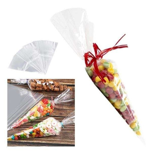 100-Pack Transparent Cellophane Cones and Bags