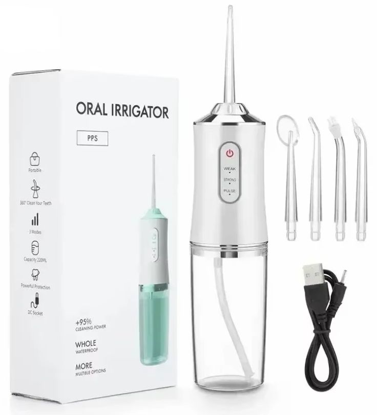 Portable Water Flosser Dental Irrigator, White, Compatible with Oral-B