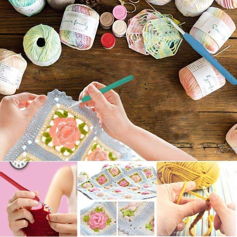 45-Piece Crochet Kit with Hooks, Markers, Tape Measure, MultiColor