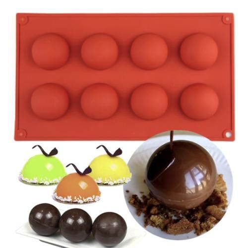 24-Piece Silicone Mold for Ice Chocolate Jelly, Brown Hemisphere Ball Mold 6/8/15/24