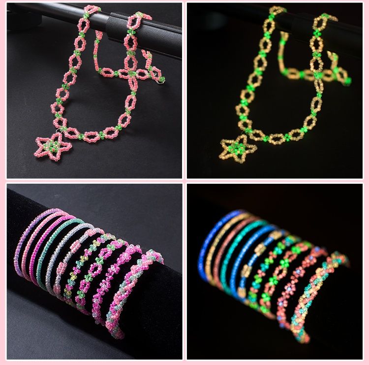 Glow in the Dark Bead Set DIY Kit with Wire and Accessories, Multicolor