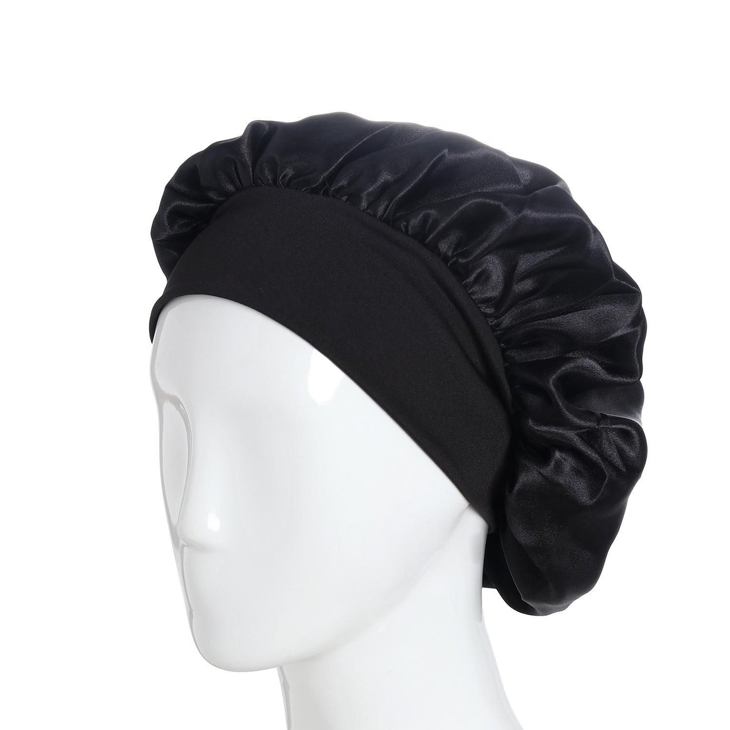 Satin Sleep Cap Black, One Size