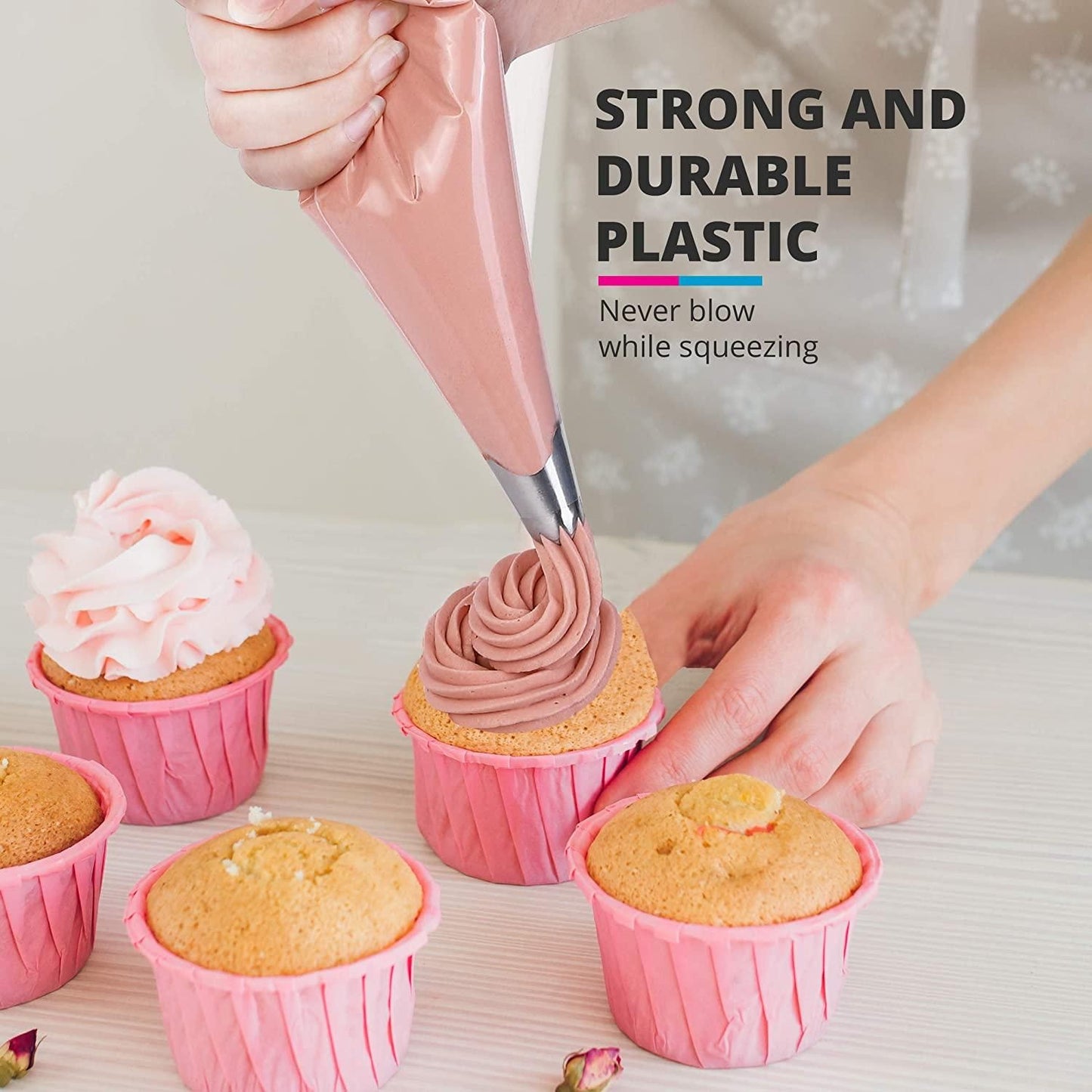 100pcs Large Disposable Piping Bags for Cake Decorating, Transparent