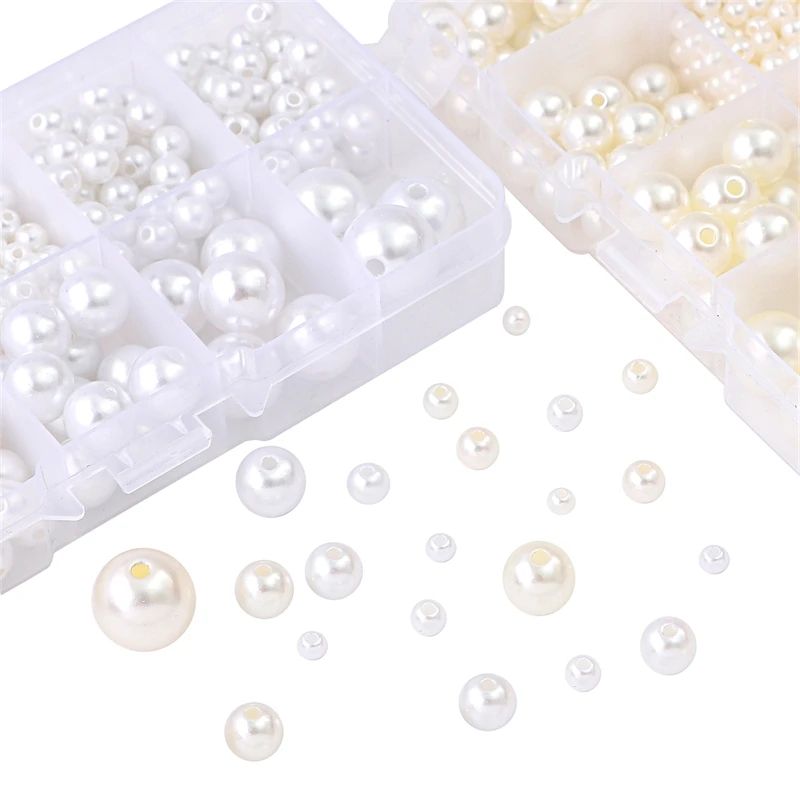 800pcs Acrylic Beads for Jewelry Making, DIY Imitation Pearls White