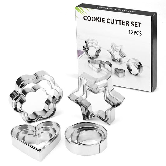 12pcs Baking Molds Cookie Cutters Gingerbread Molds, Silver