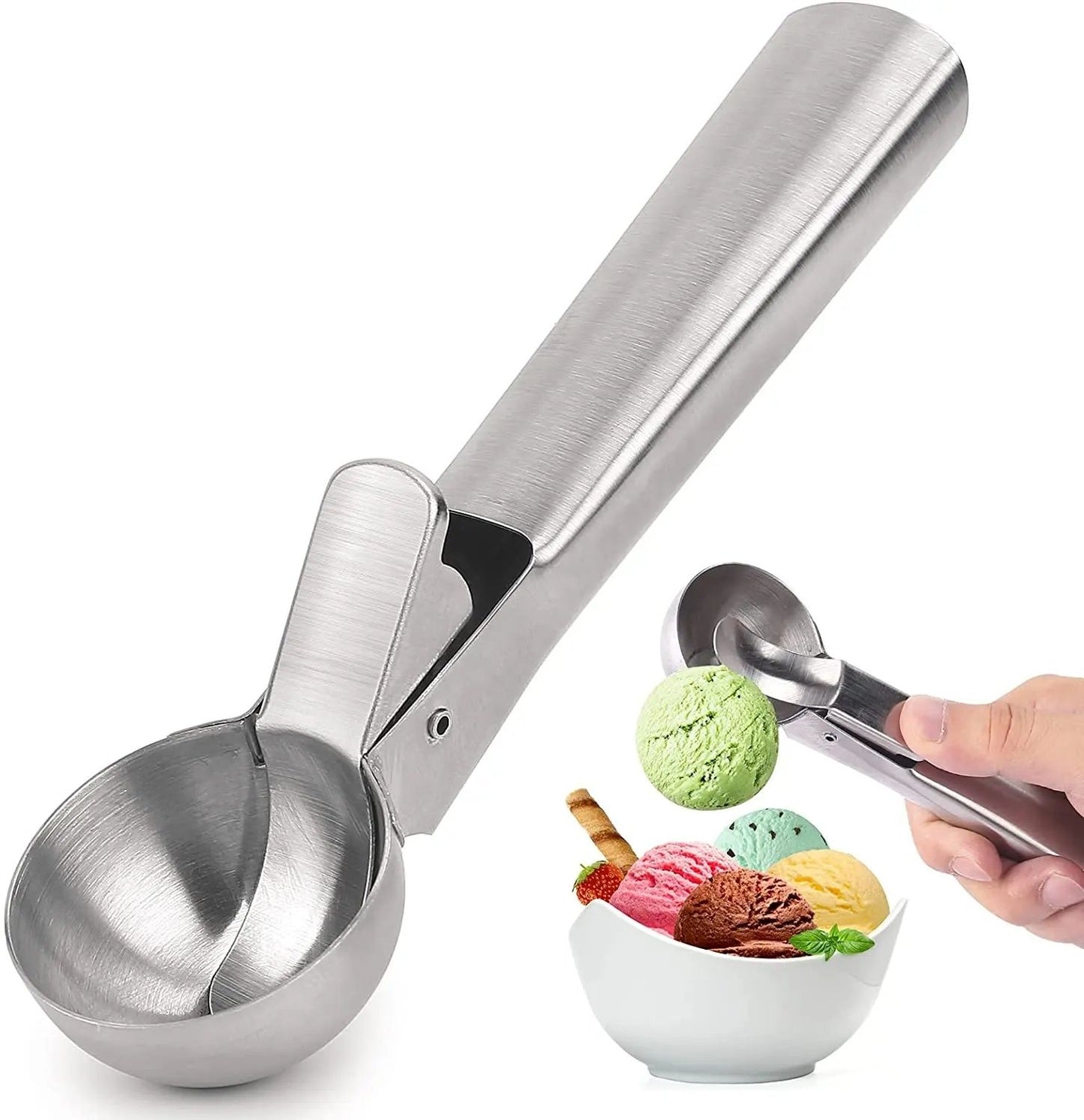 Silver Ice Cream Scoop with Ejector, Large