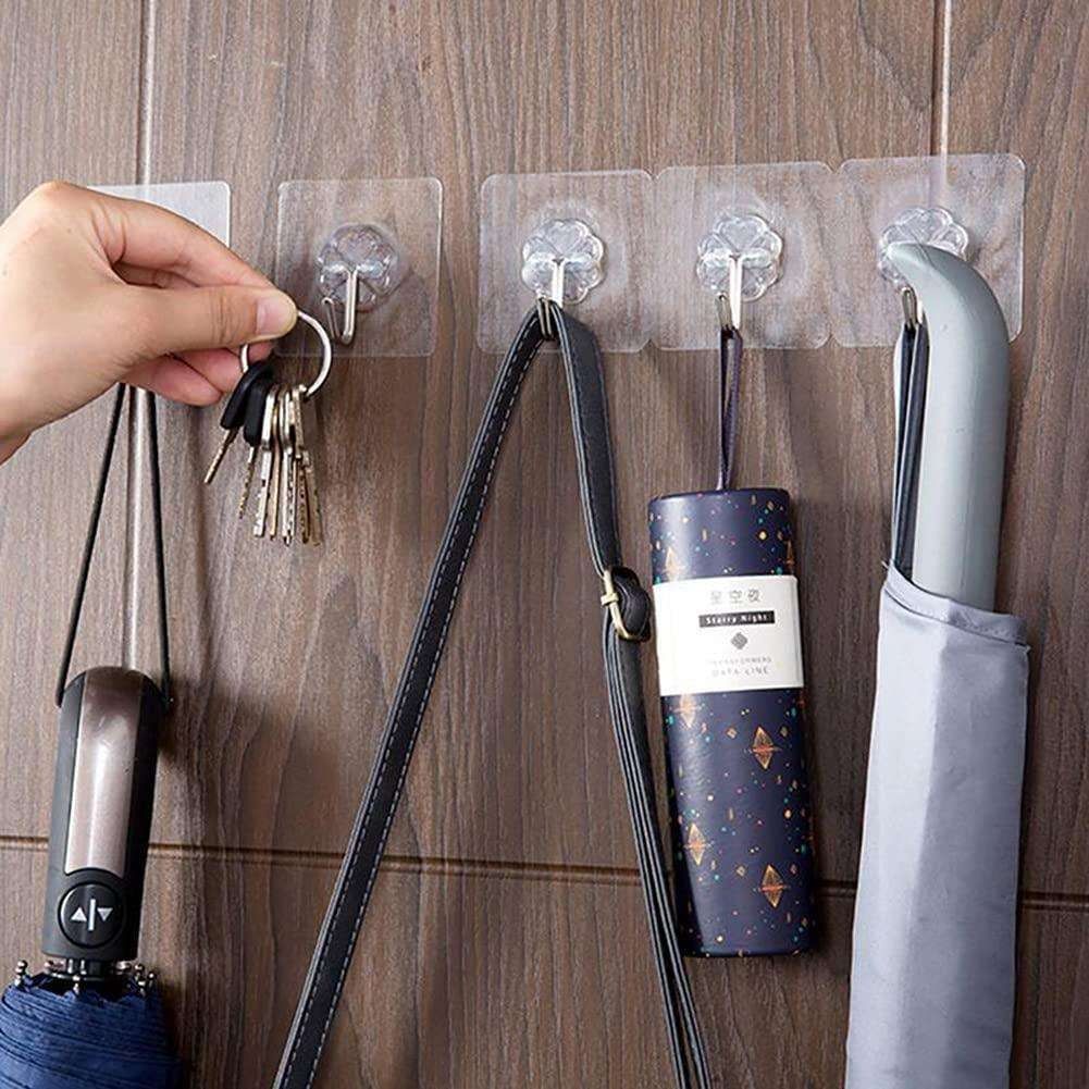 10-pack Self Adhesive Hooks, Towel Hangers Transparent