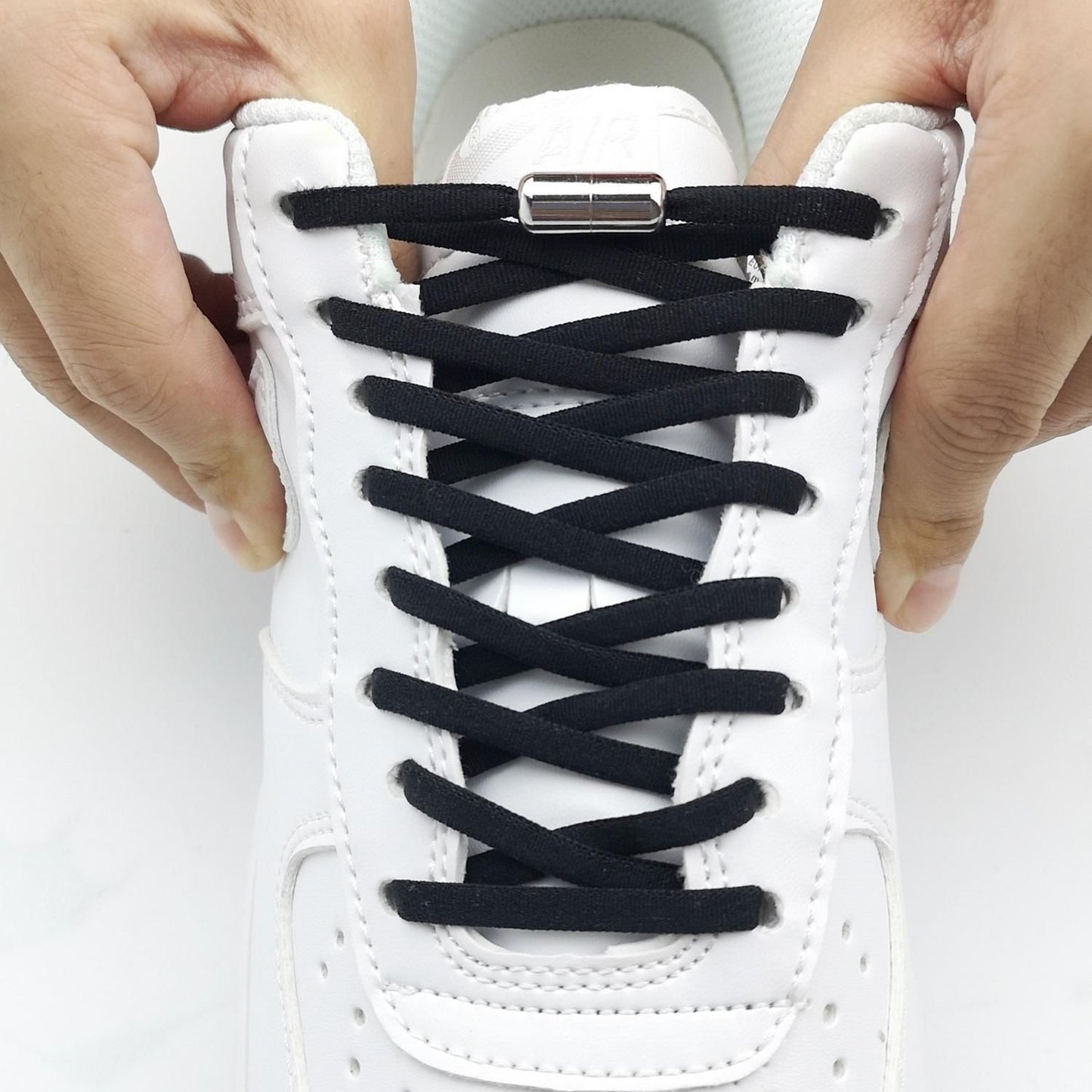Black No-Tie Elastic Shoelaces, one size, 1 pair