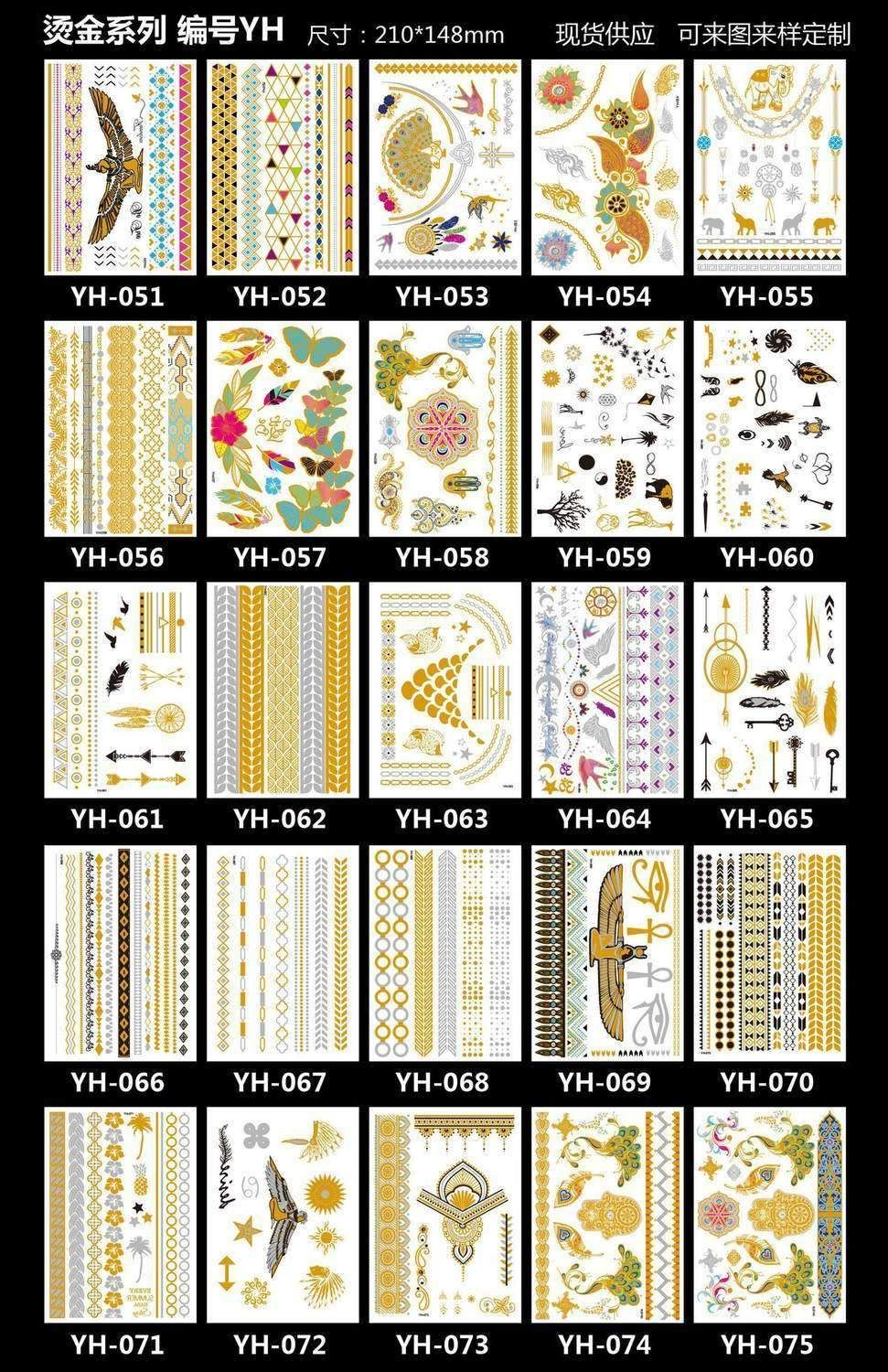 3pcs Metallic Tattoo Gold Silver Multicolor Flash Tattoo