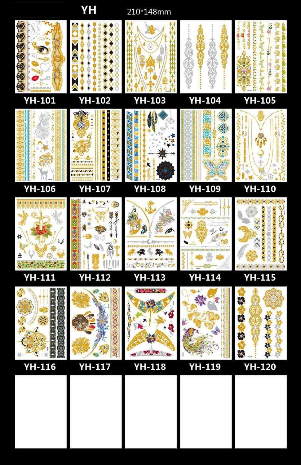 3pcs Metallic Tattoo Gold Silver Multicolor Flash Tattoo