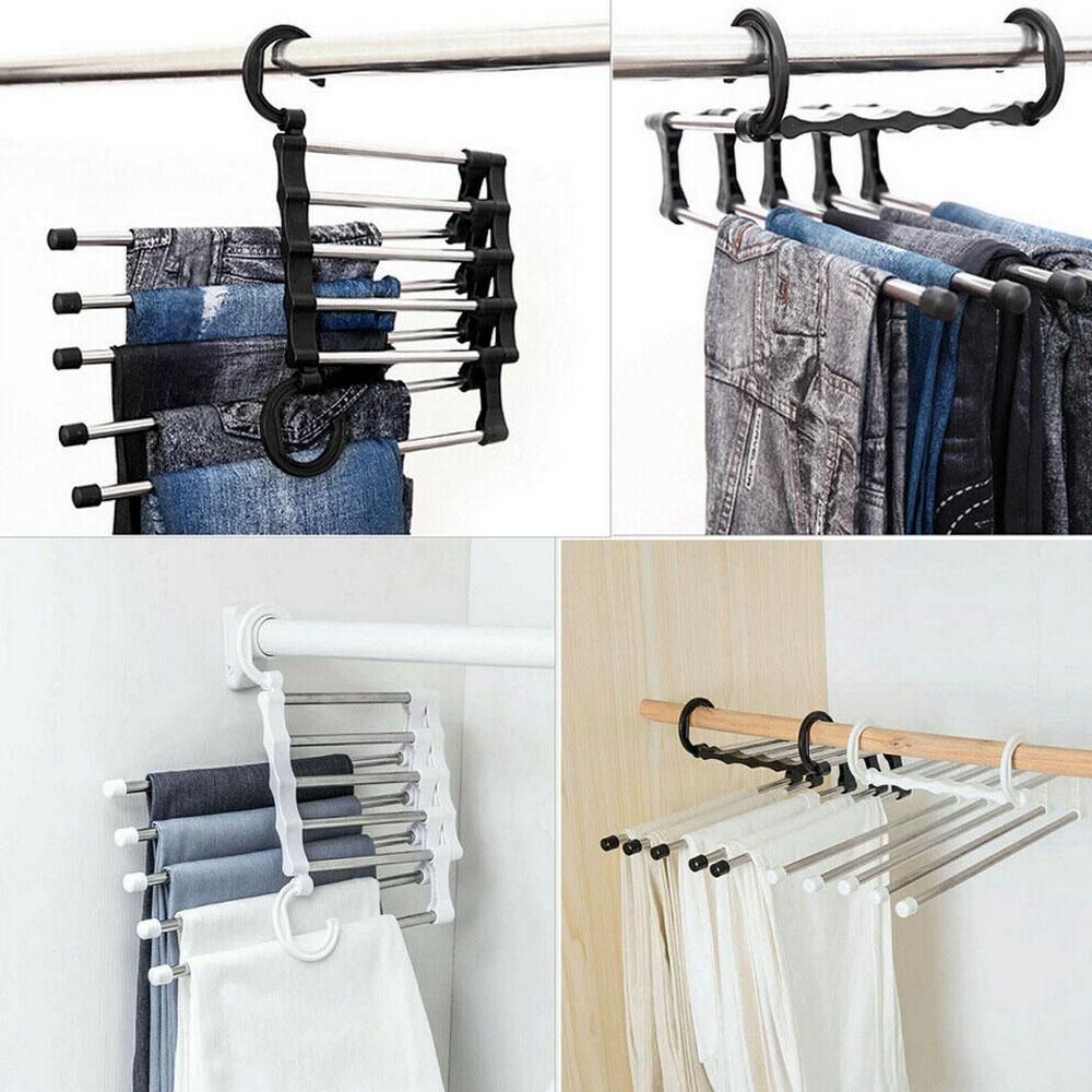 5-Pants Hanger Organizer with Connection Hook, White