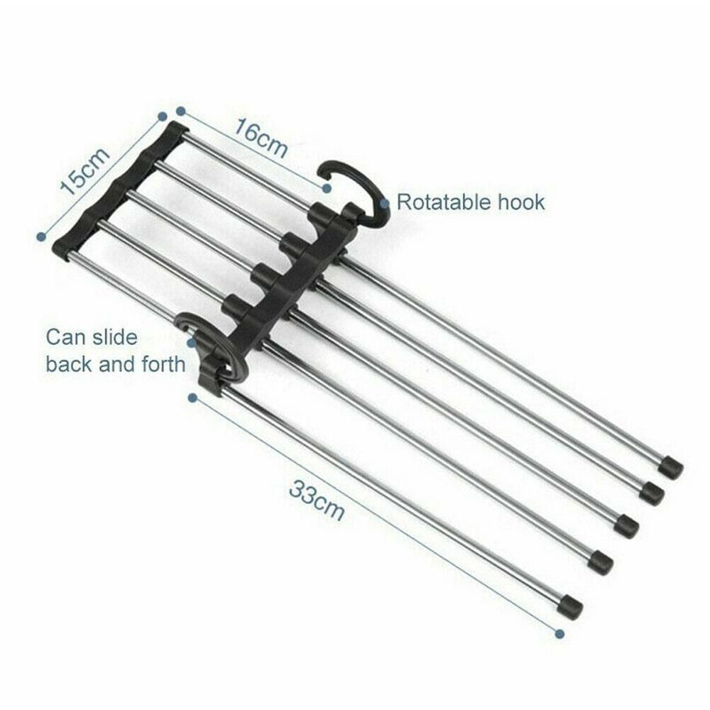 5 Clothes Hangers for Pants with Connection Hook, Black